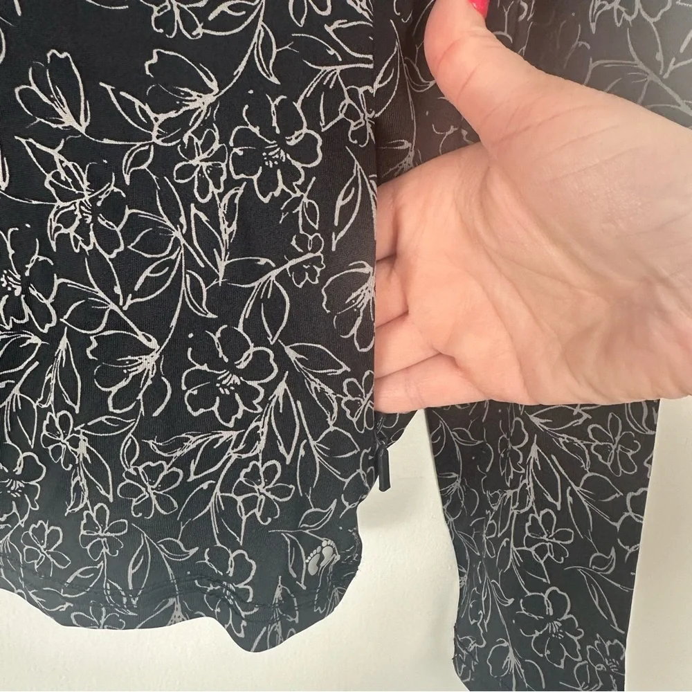 Hang Ten‎ Women's Swim Shirt Size Small Black UV Protection UPF 50+ Floral